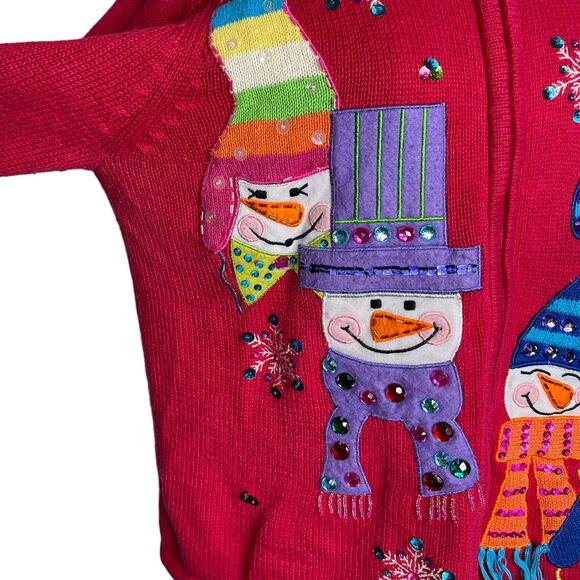 Vintage Tiera International Christmas Collection Women's Snowman Cardigan - Picture 8 of 10